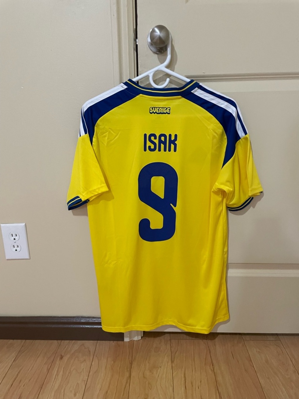 adidas Sweden ISAK #9 Men’s Yellow and Blue Soccer Jersey